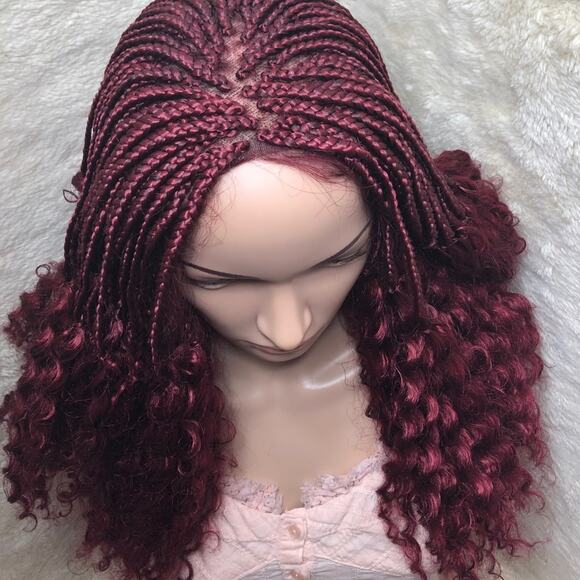 Demi Closure braided wig-burgundy